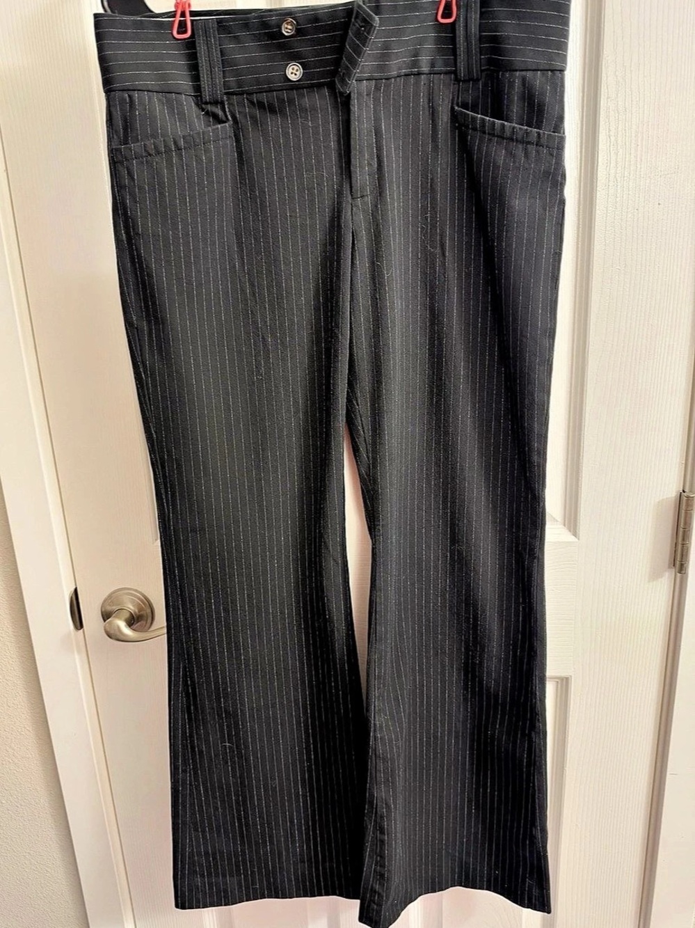 Banana Republic The Sloan Fit Pinstripe Pants in Black Size 10